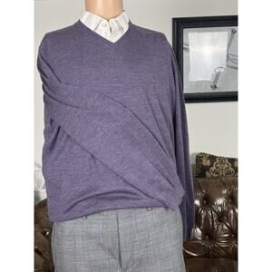 Brunello Cucinelli Wool Cashmere Purple Lilac V Neck Sweater Men’s Large/52IT